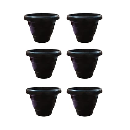 Buy Set of 6 - 8 Inch Black Classy Plastic Pot Online | Urvann.com