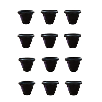 Buy Set of 12 - 8 Inch Black Classy Plastic Pot Online | Urvann.com