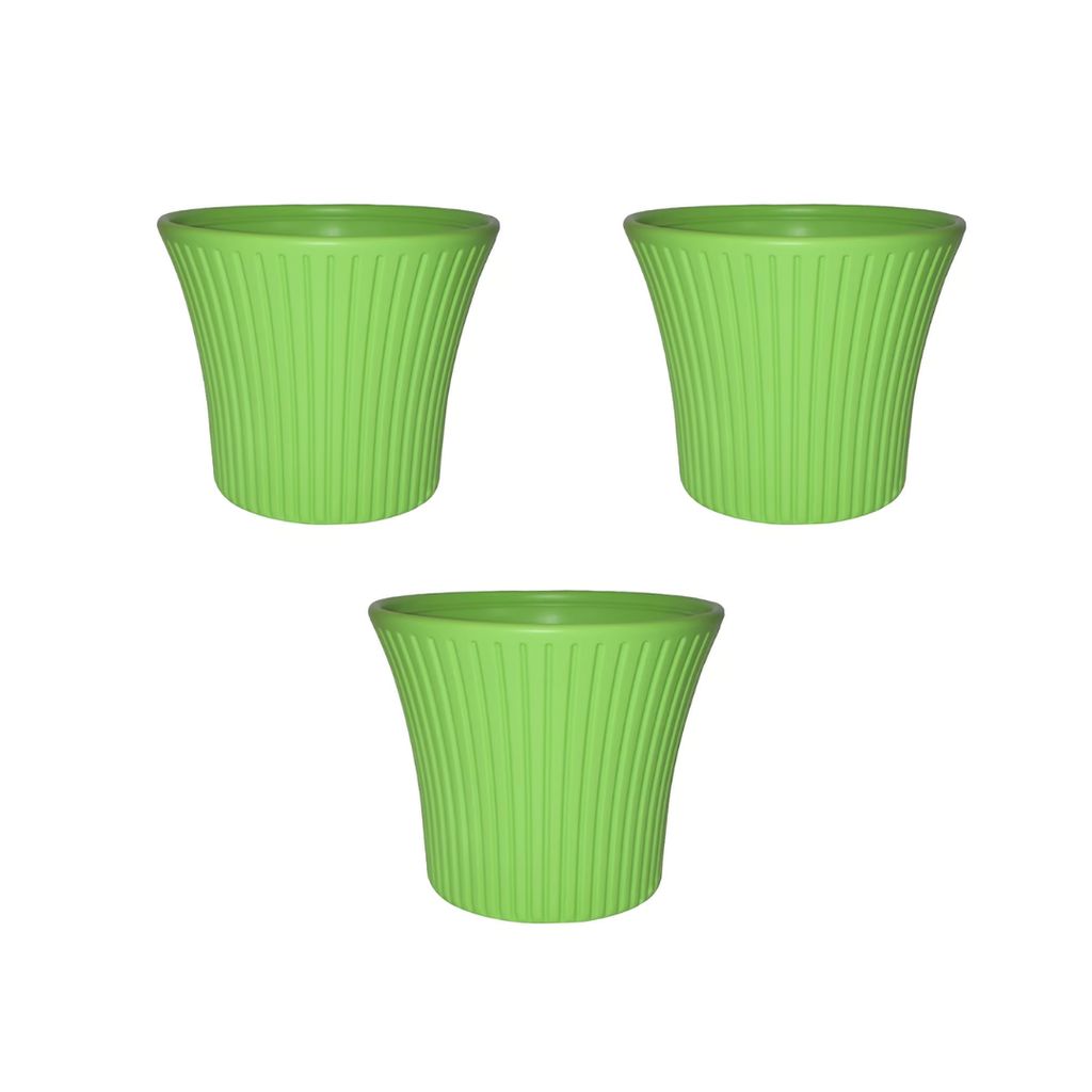 Buy Set of 3 - 8 Inch Green Sunrise Plastic Pot Online | Urvann.com Set of 3 - 8 Inch Green Sunrise Plastic Pot