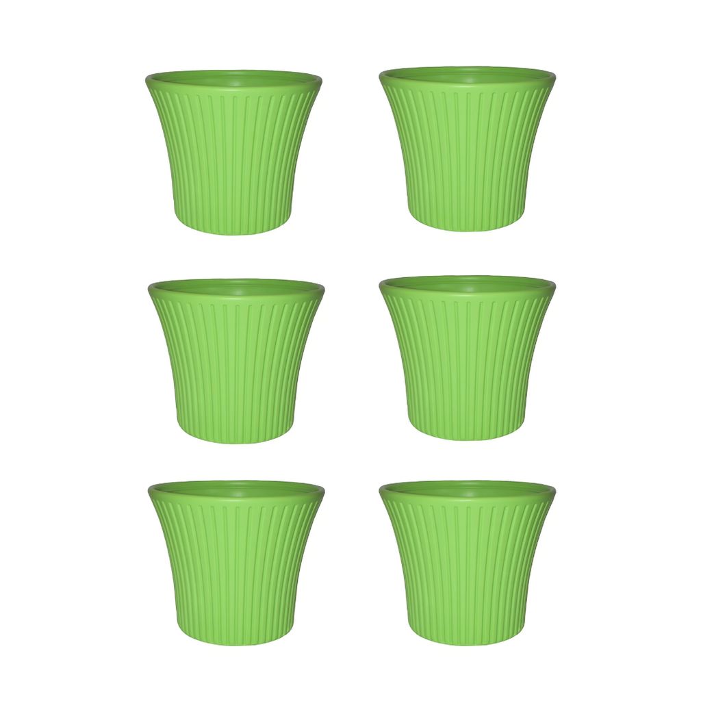 Buy Set of 6 - 8 Inch Green Sunrise Plastic Pot Online | Urvann.com Set of 6 - 8 Inch Green Sunrise Plastic Pot