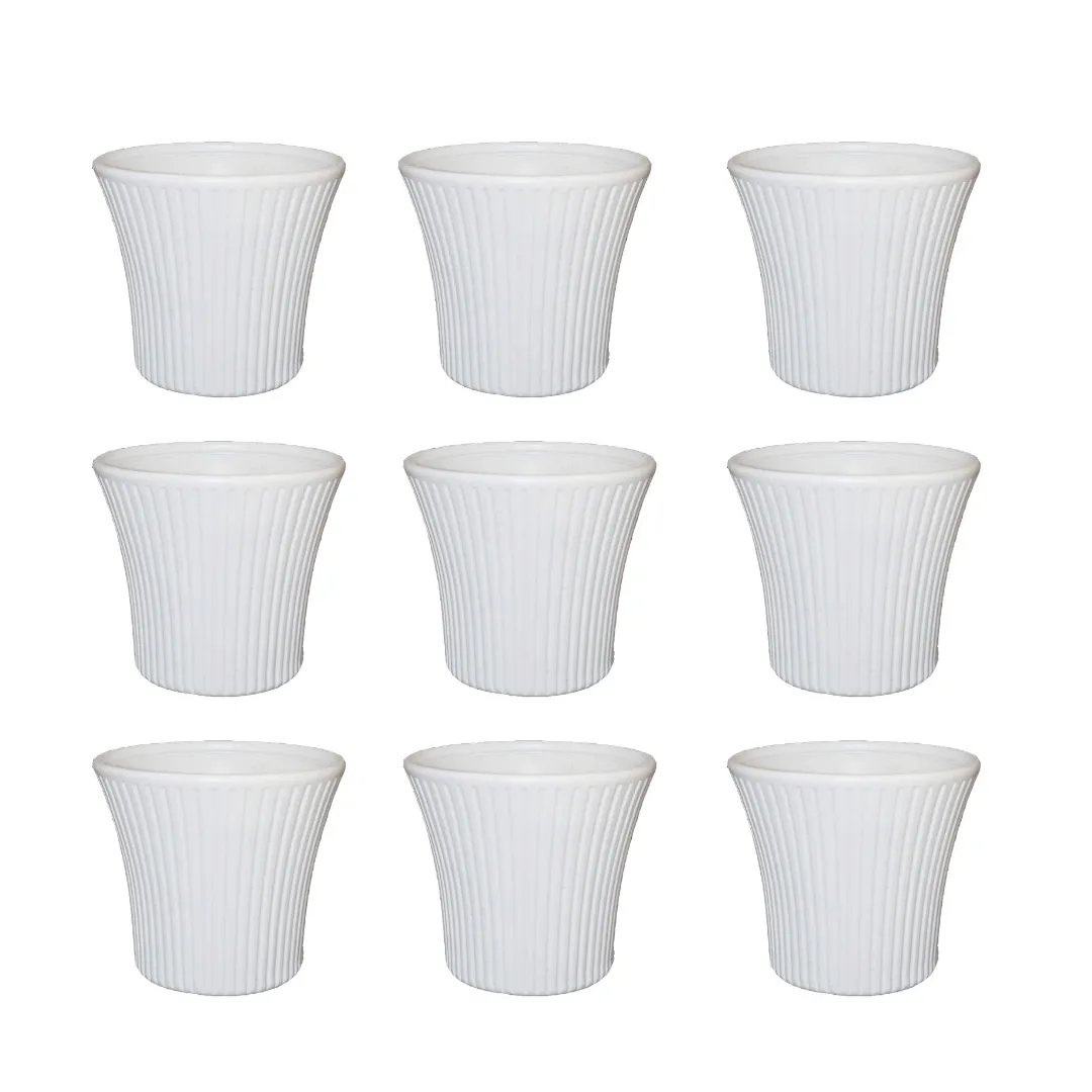 Set of 9 - 8 Inch White Sunrise Plastic Pot