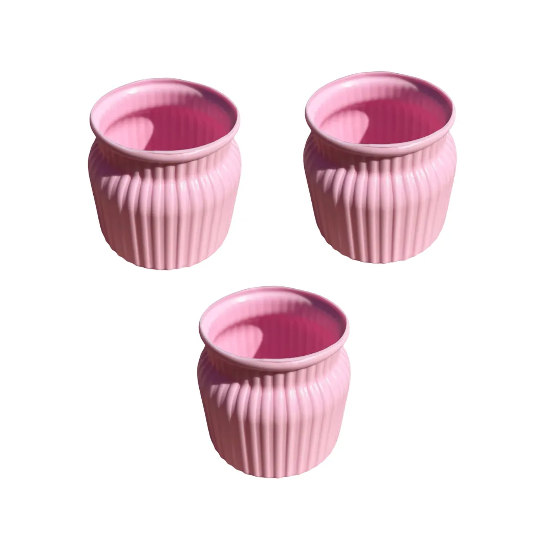 Set of 3 - 4 Inch Pink Bubblegum Bliss Elvo Plastic Vase