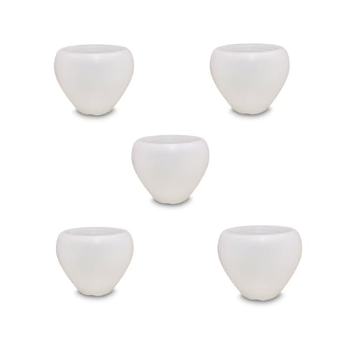 Set of 5 - 4 Inch White Apple Plastic Pot