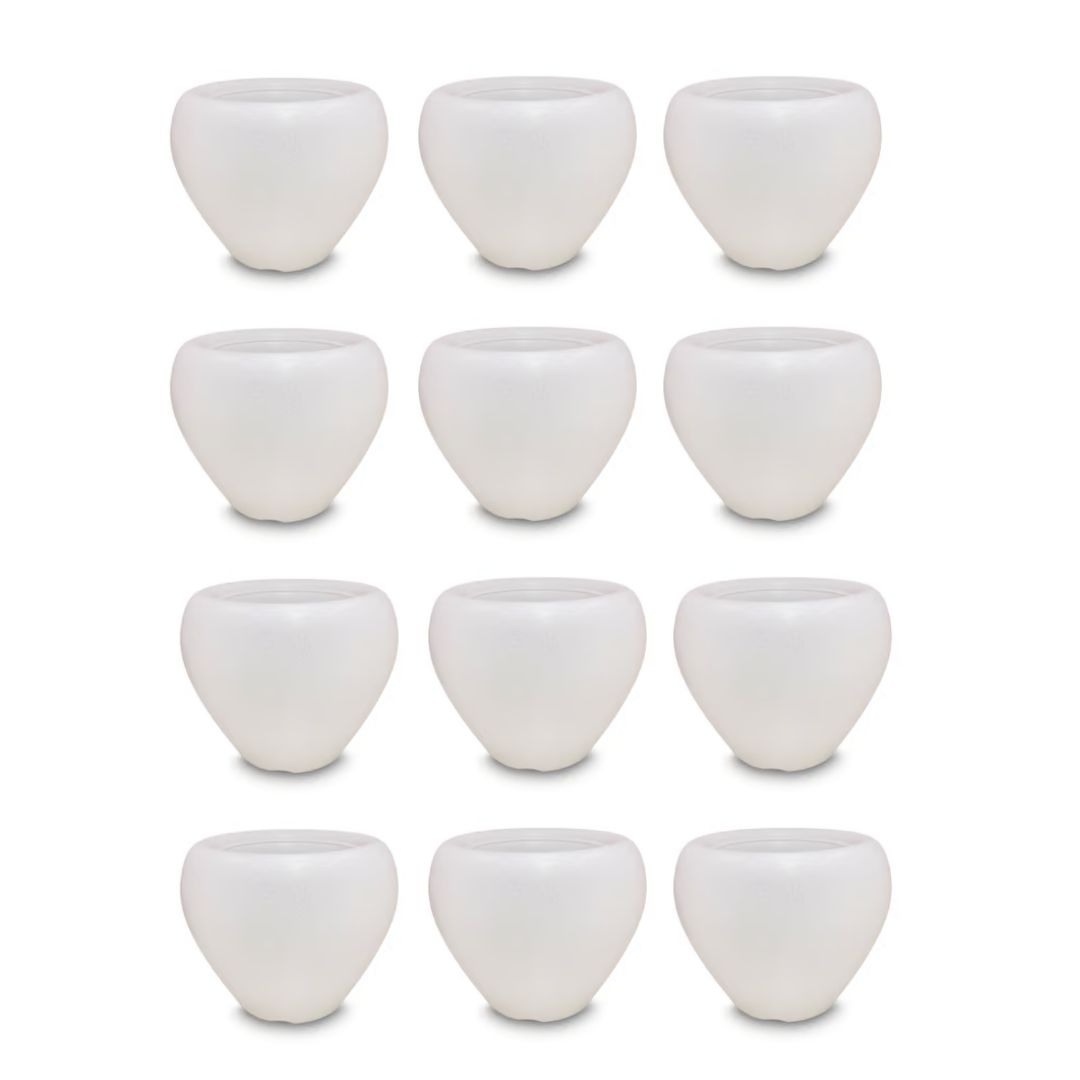 Set of 12 - 4 Inch White Apple Plastic Pot