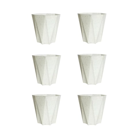 Set of 6 - 6 Inch Marble White Diamanti Plastic Pot