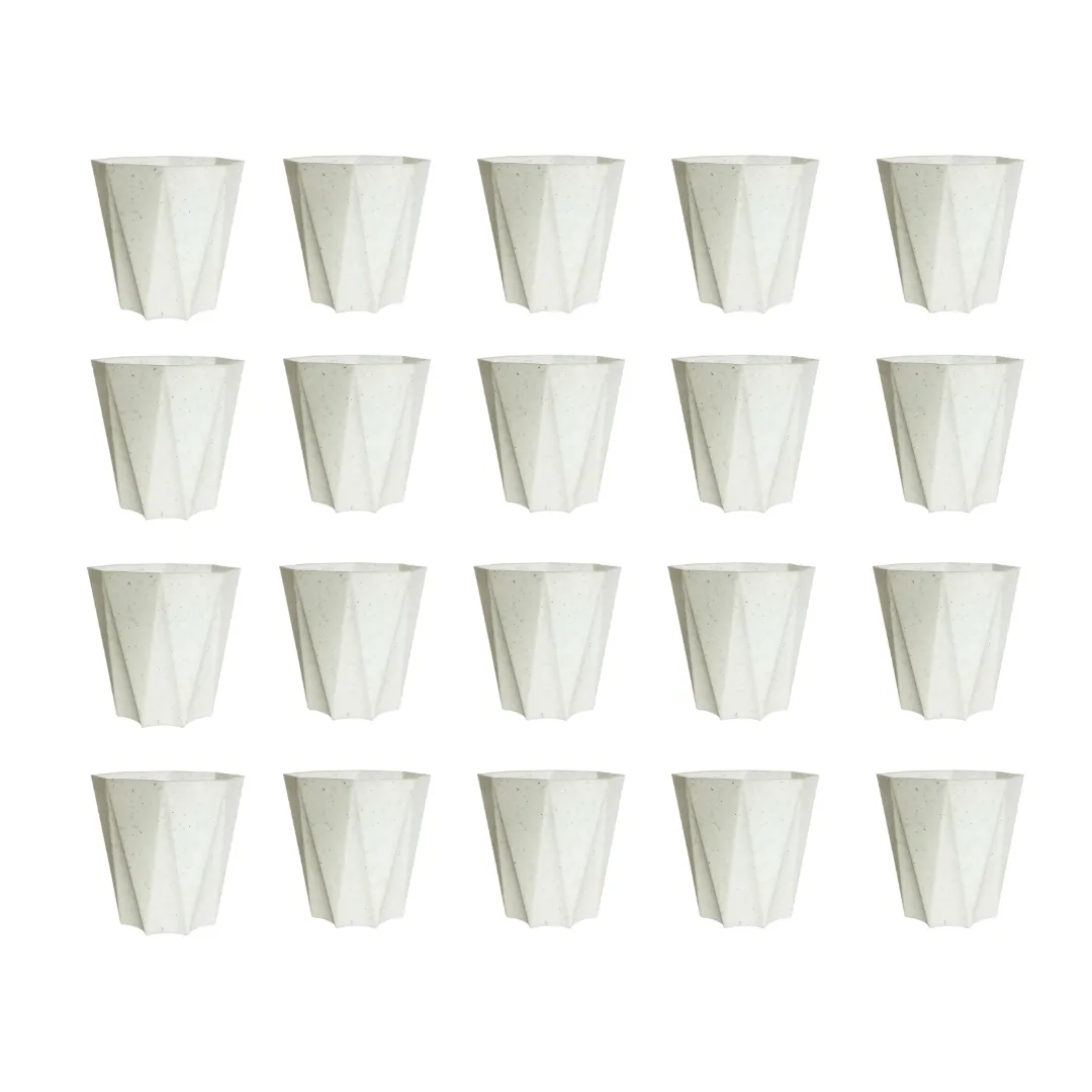 Set of 20 - 6 Inch Marble White Diamanti Plastic Pot