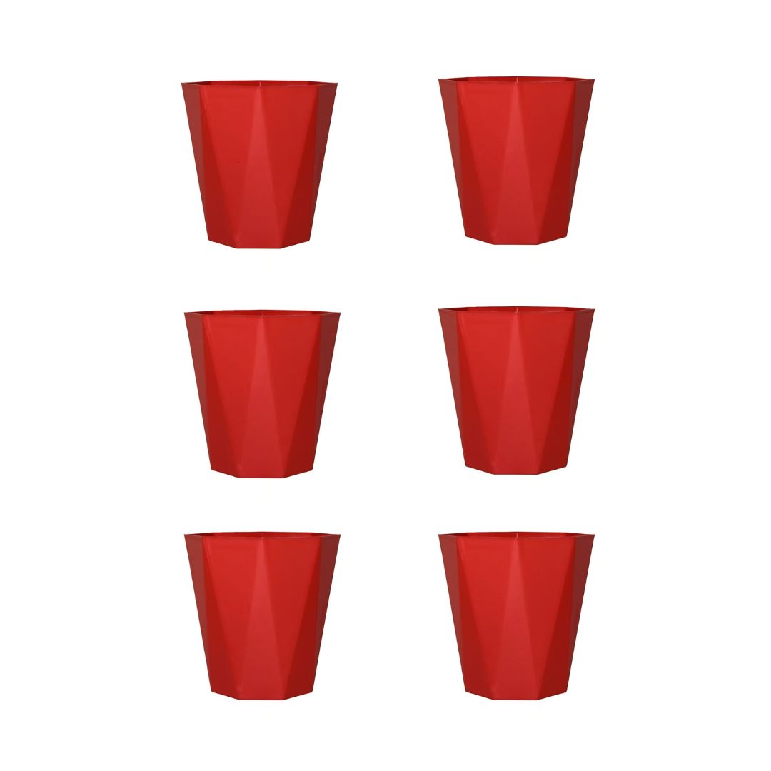 Set of 6 - 6 Inch Red Diamanti Plastic Pot