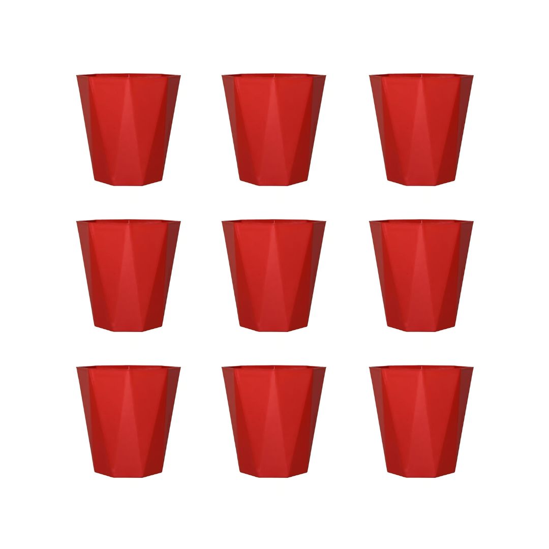 Set of 9 - 6 Inch Red Diamanti Plastic Pot