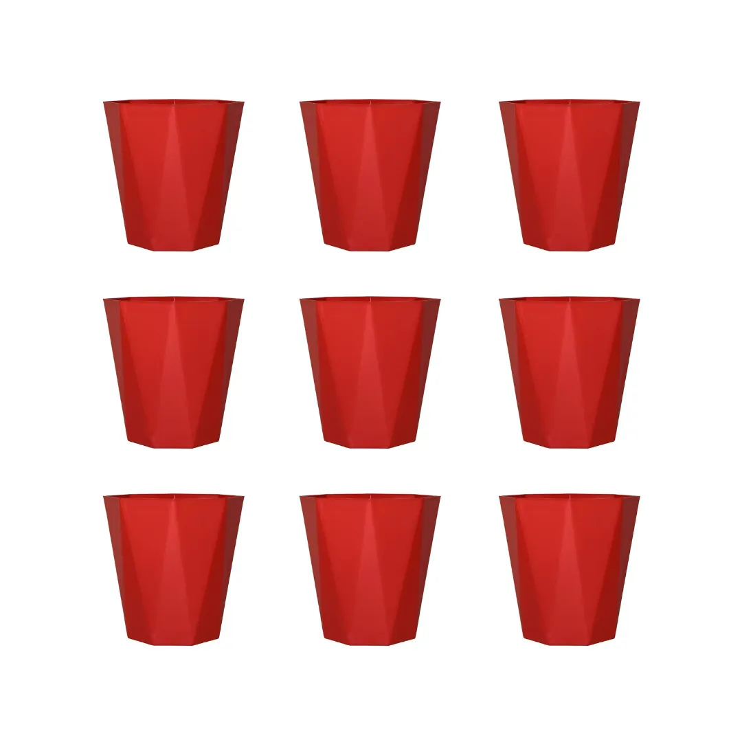 Set of 9 - 6 Inch Red Diamanti Plastic Pot