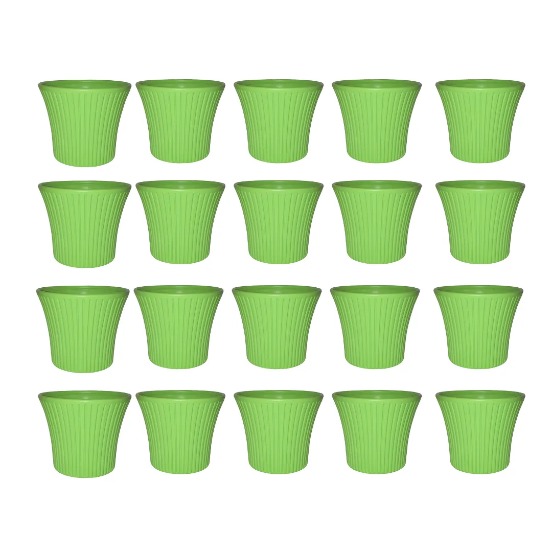 Set of 20 - 8 Inch Green Sunrise Plastic Pot
