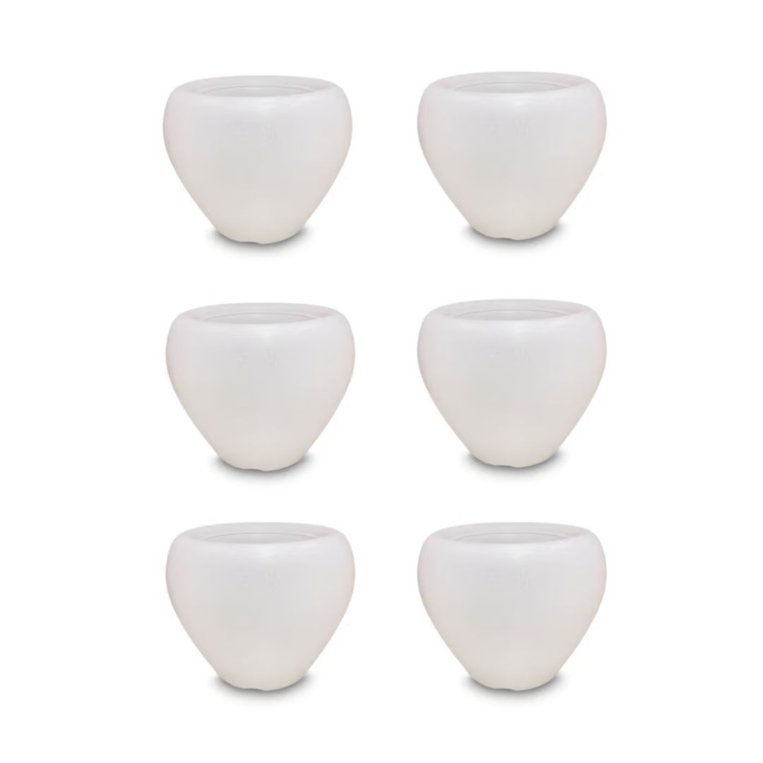 Set of 6 - 4 Inch White Apple Plastic Pot