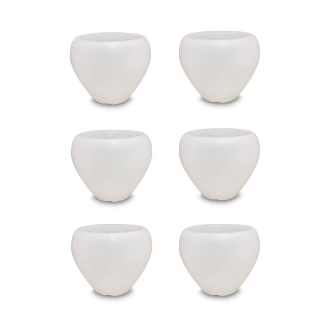 Set of 6 - 4 Inch White Apple Plastic Pot