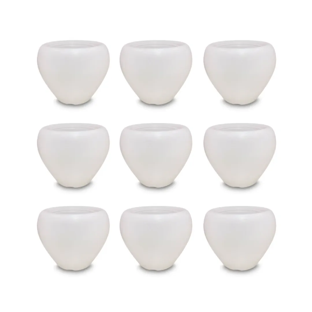 Set of 9 - 4 Inch White Apple Plastic Pot