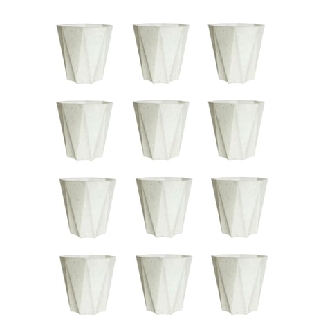 Set of 12 - 6 Inch Marble White Diamanti Plastic Pot