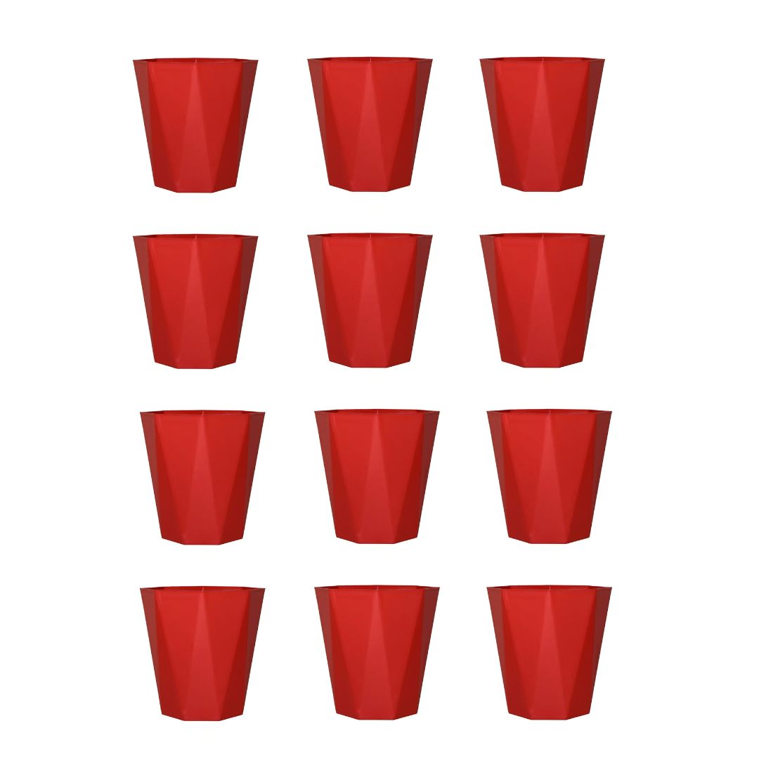 Set of 12 - 6 Inch Red Diamanti Plastic Pot