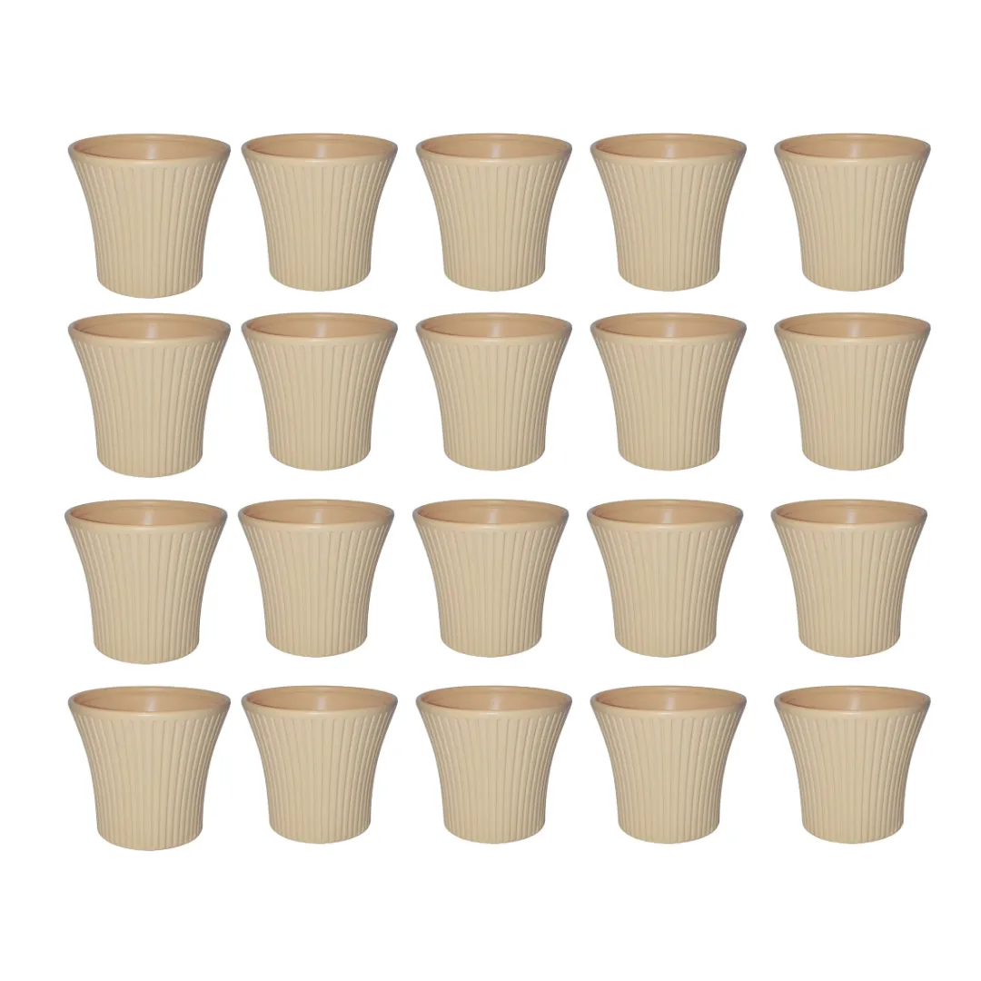 Set of 20 - 8 Inch Beige Sunrise Plastic Pot