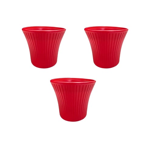 Set of 3 - 8 Inch Red Sunrise Plastic Pot