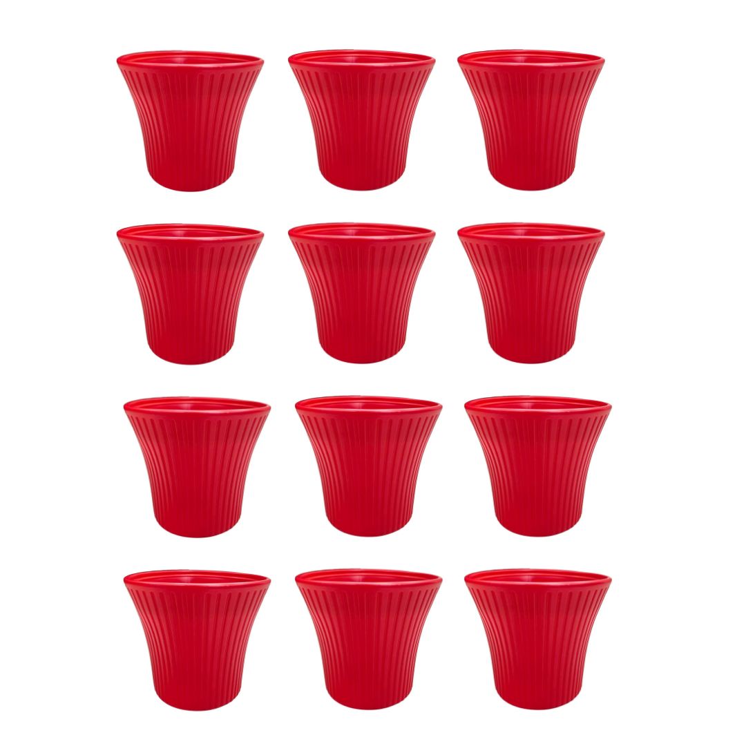 Set of 12 - 8 Inch Red Sunrise Plastic Pot