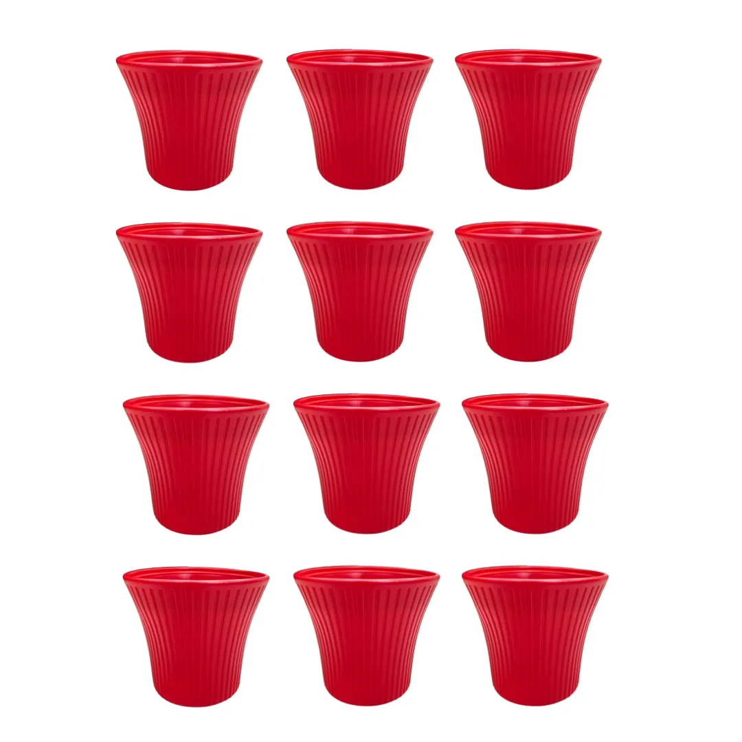 Set of 12 - 8 Inch Red Sunrise Plastic Pot