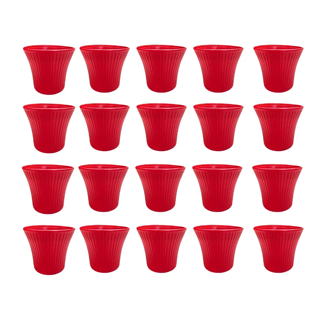 Set of 20 - 8 Inch Red Sunrise Plastic Pot