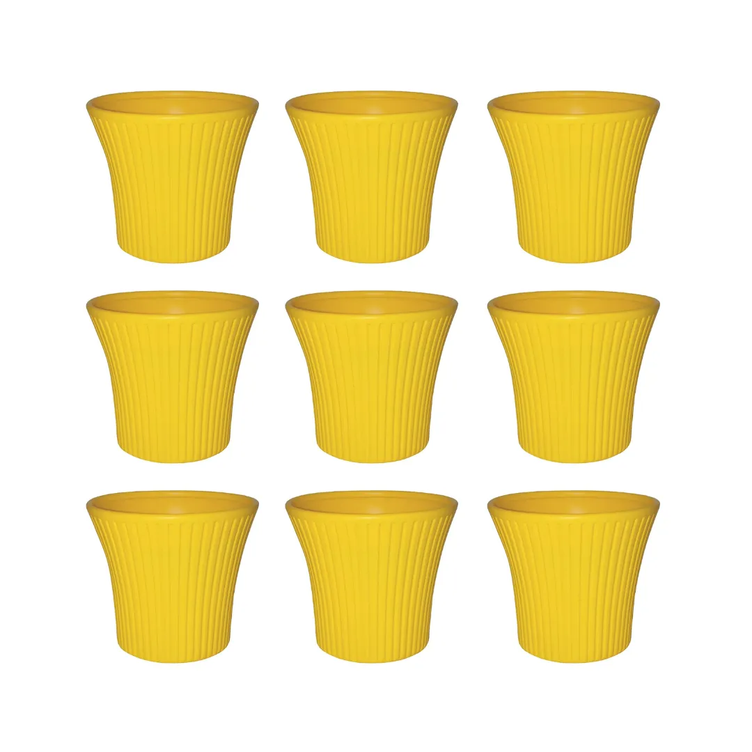 Set of 9 - 8 Inch Yellow Sunrise Plastic Pot