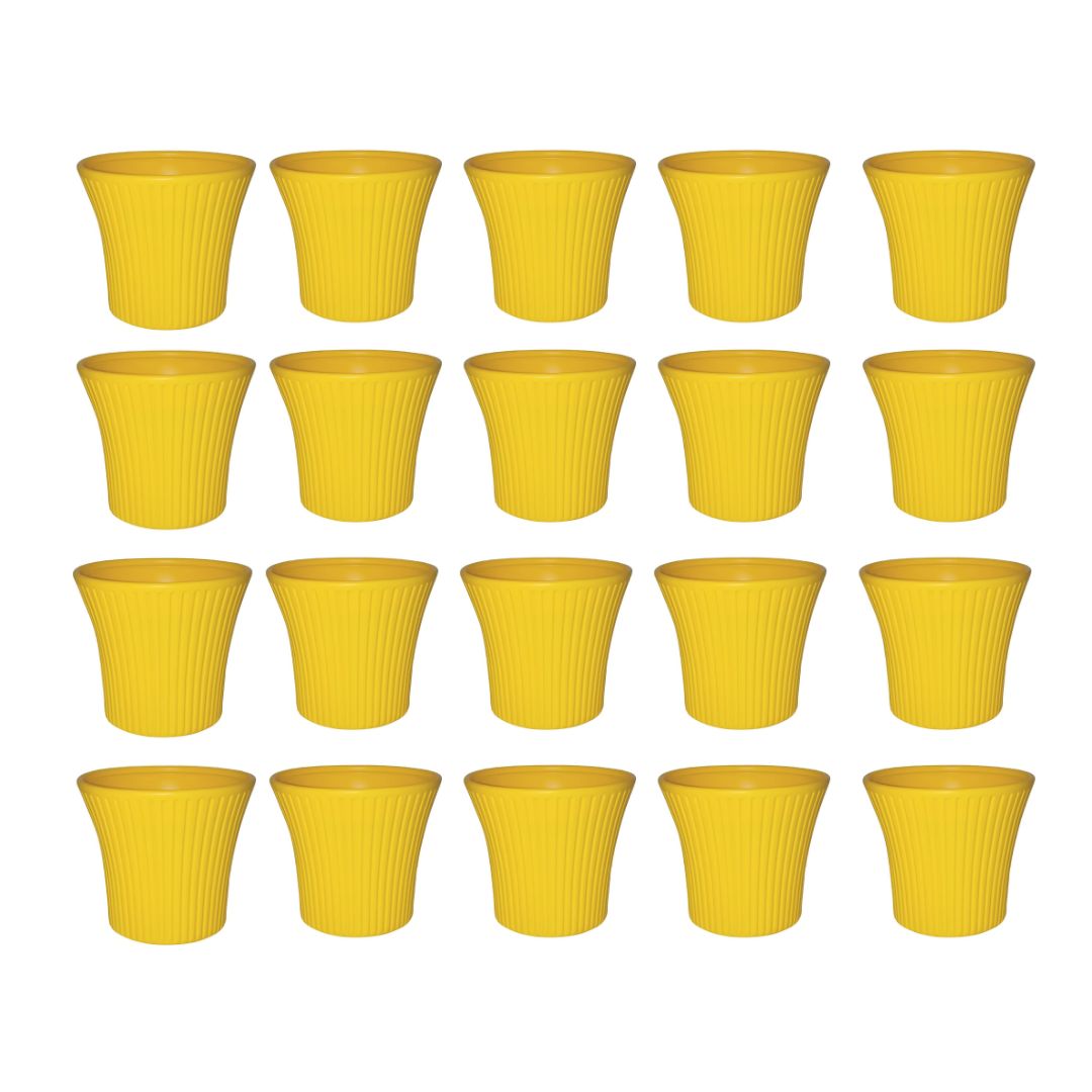 Set of 20 - 8 Inch Yellow Sunrise Plastic Pot