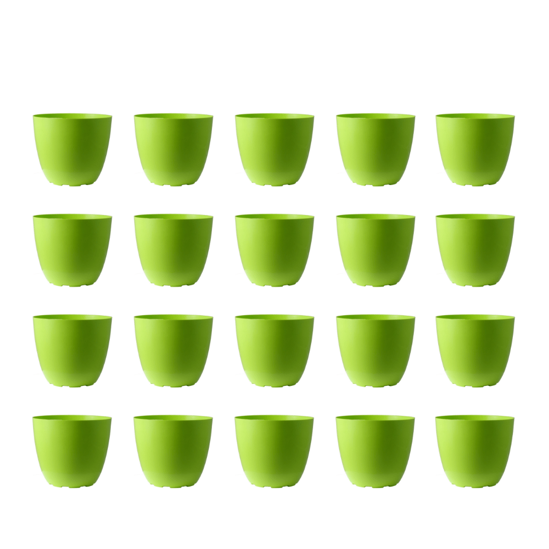 Set of 20 - 4 Inch Green Premium Orchid Round Plastic Pot