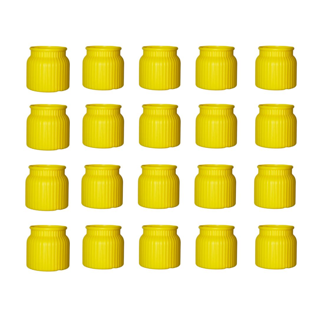 Set of 20 - 4 Inch Lemon Yellow Tesla Elvo Plastic Vase