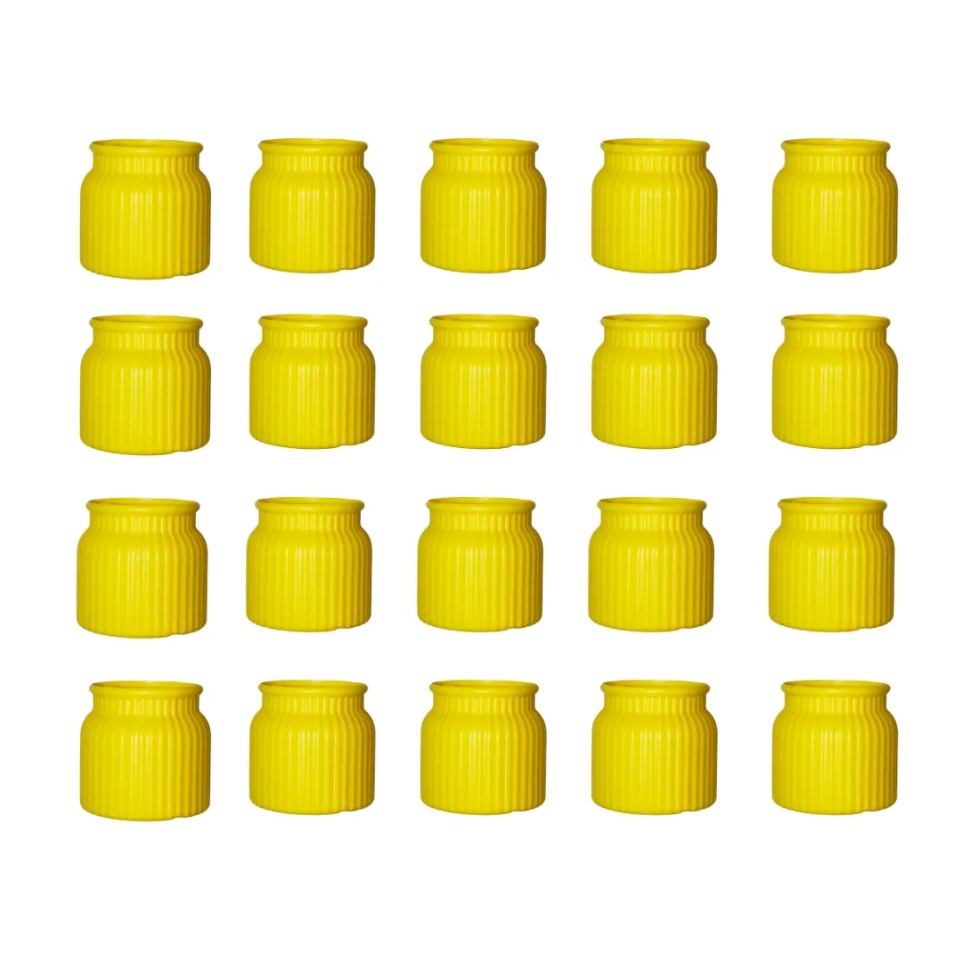 Set of 20 - 4 Inch Lemon Yellow Tesla Elvo Plastic Vase