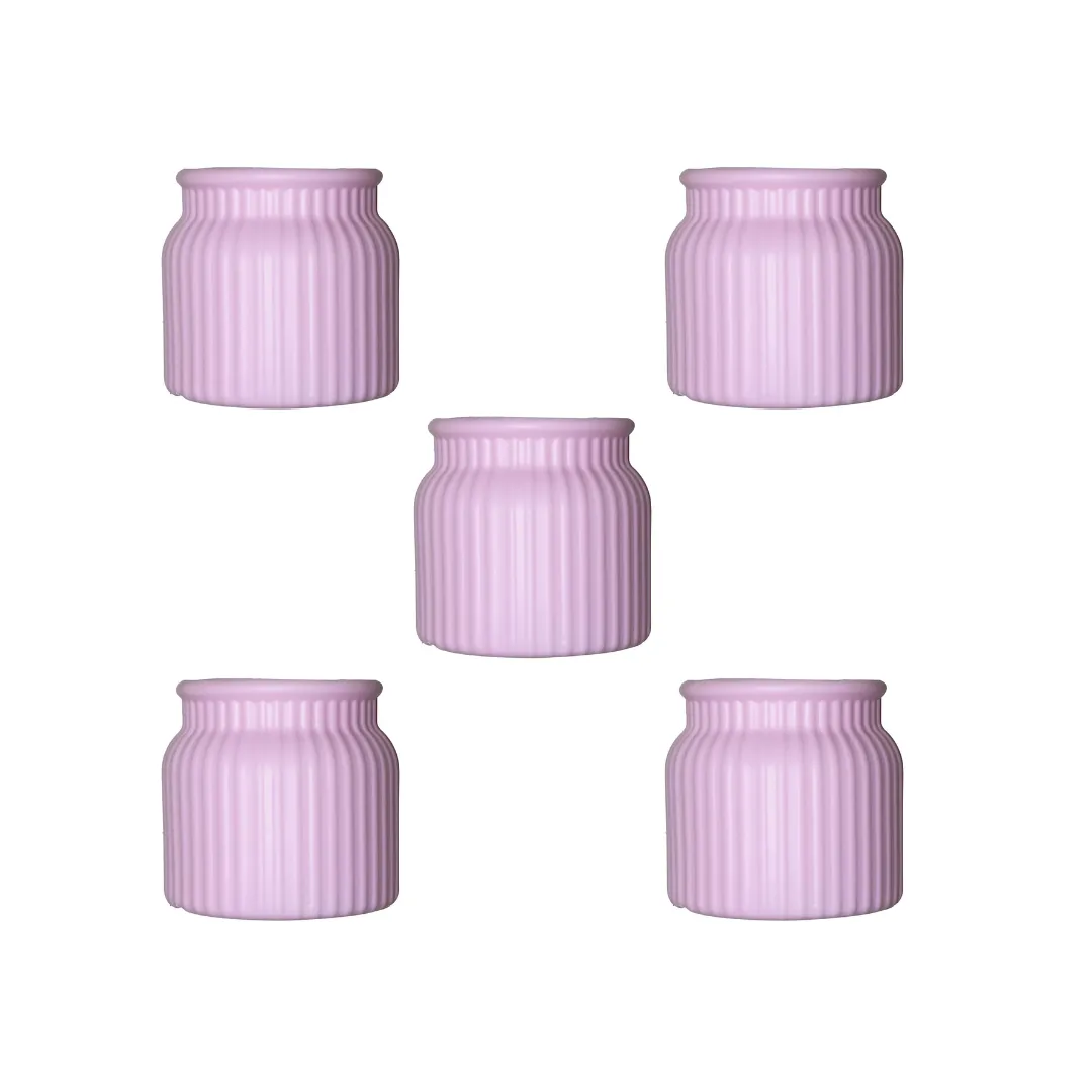 Set of 5 - 4 Inch Purple Lilac Puff Tesla Elvo Plastic Vase