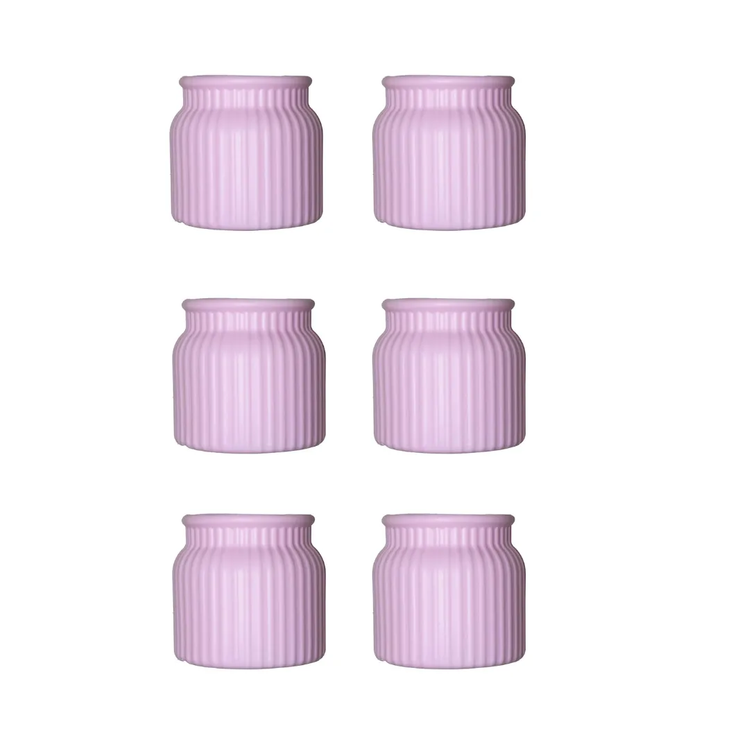 Set of 6 - 4 Inch Purple Lilac Puff Tesla Elvo Plastic Vase