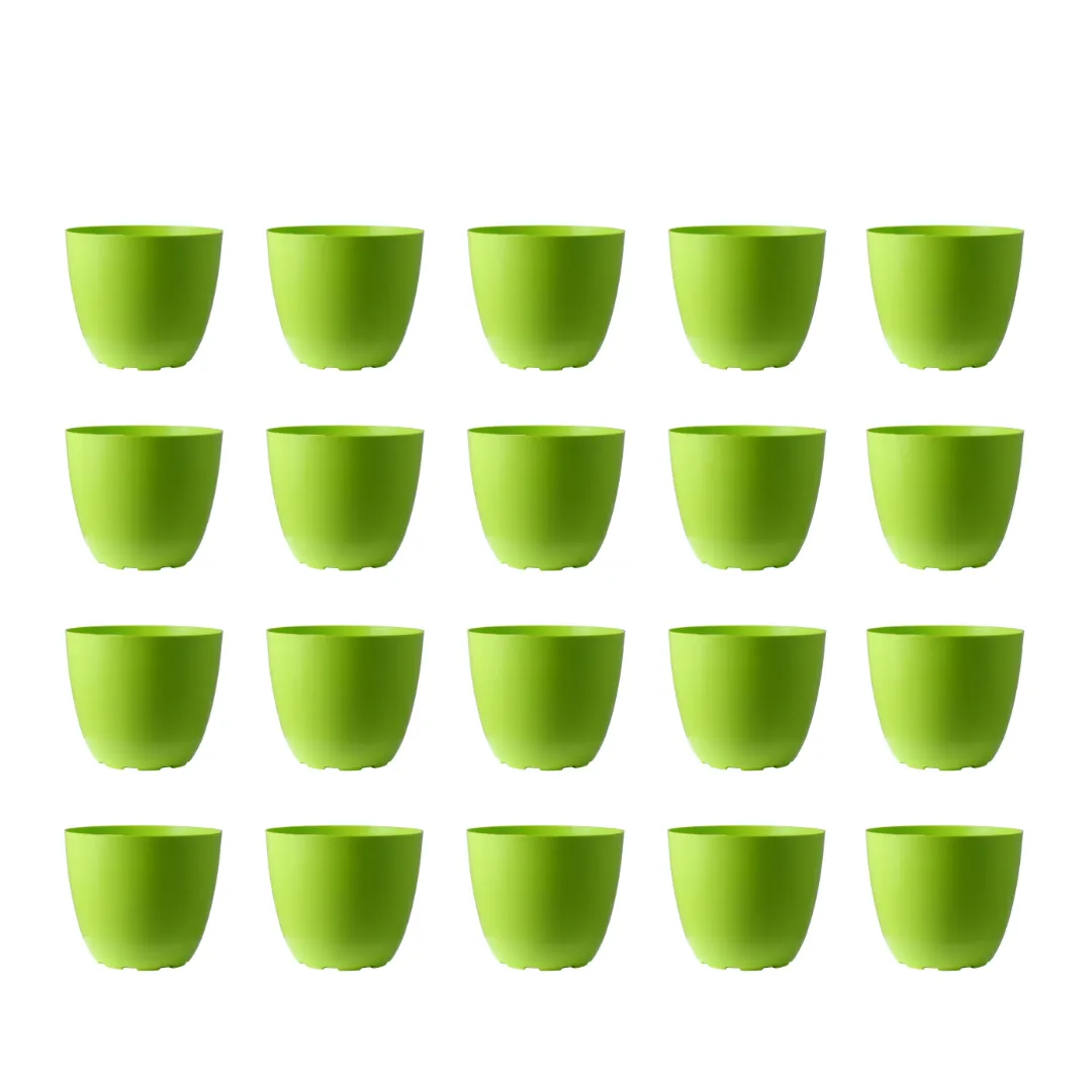 Set of 20 - 4 Inch Green Premium Orchid Round Plastic Pot