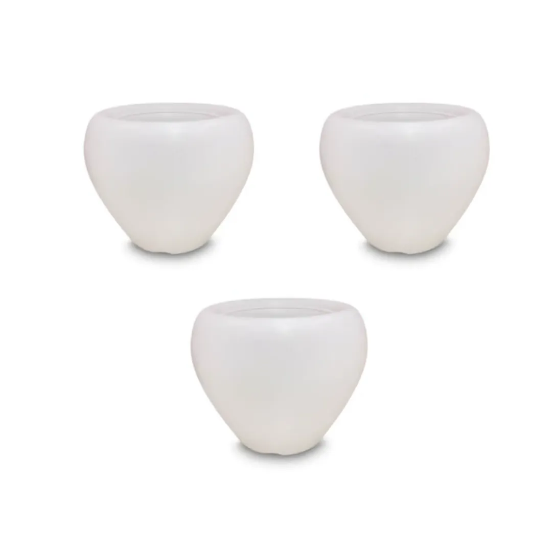 Set of 3 - 4 Inch White Apple Plastic Pot