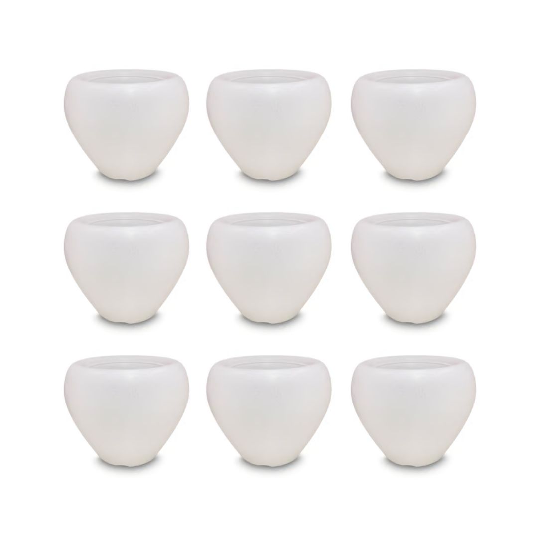 Set of 9 - 4 Inch White Apple Plastic Pot