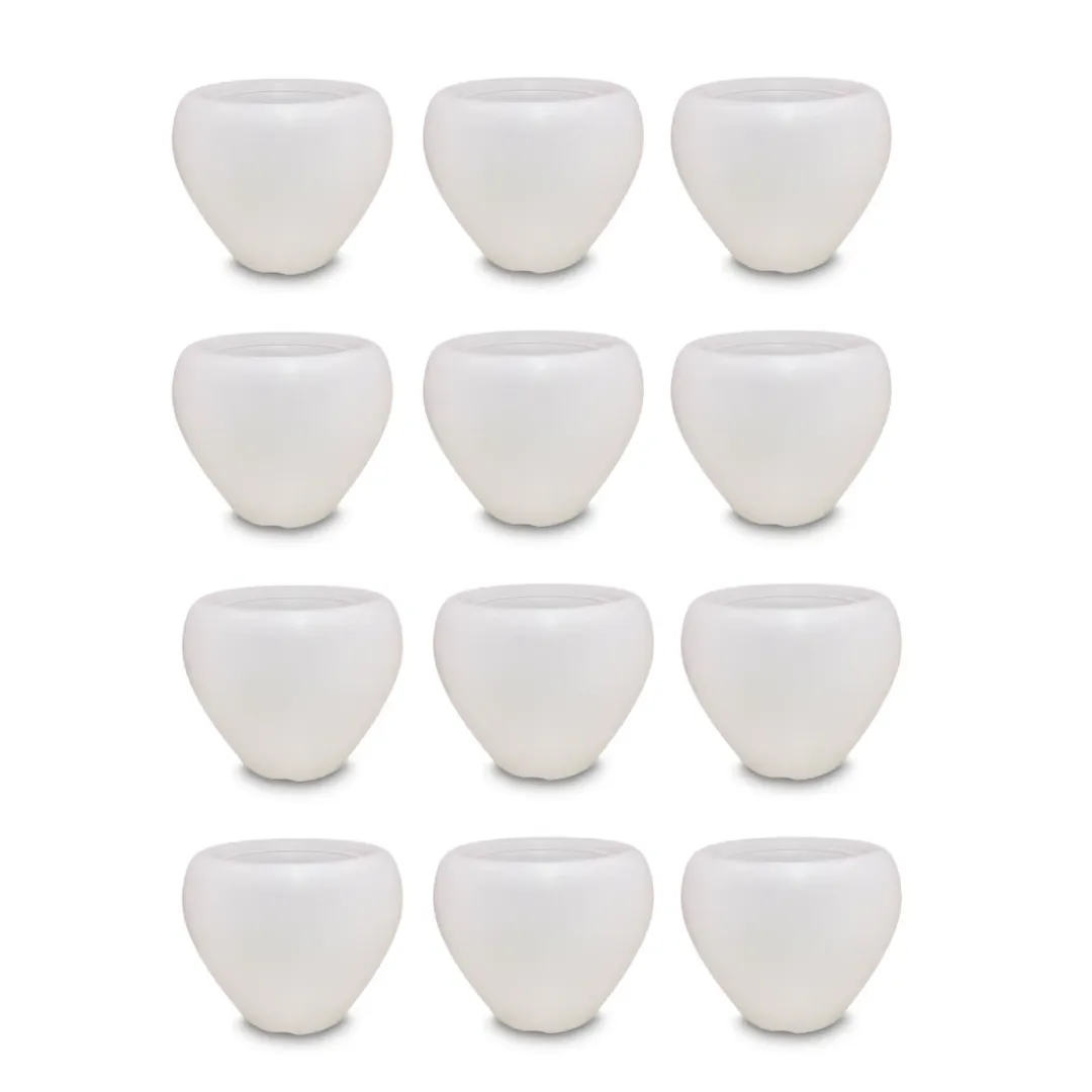 Set of 12 - 4 Inch White Apple Plastic Pot