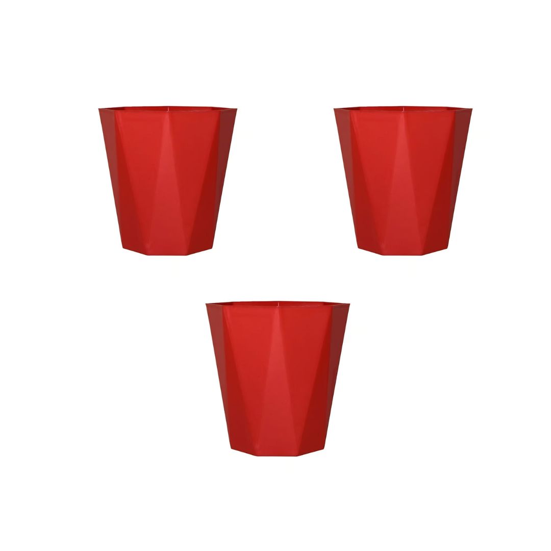 Set of 3 - 6 Inch Red Diamanti Plastic Pot