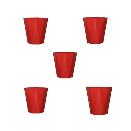 Buy Set of 5 - 6 Inch Red Diamanti Plastic Pot Online | Urvann.com