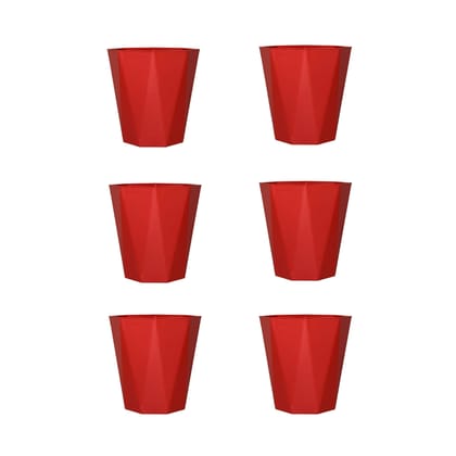Buy Set of 6 - 6 Inch Red Diamanti Plastic Pot Online | Urvann.com