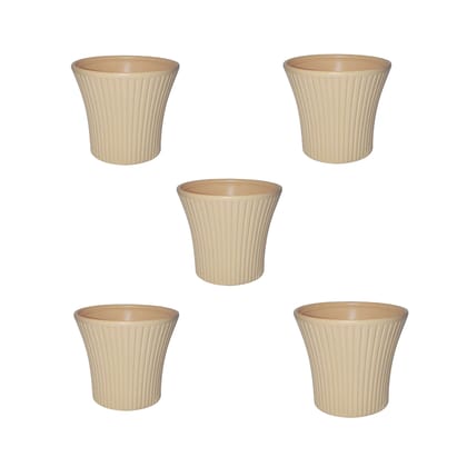Buy Set of 5 - 8 Inch Beige Sunrise Plastic Pot Online | Urvann.com