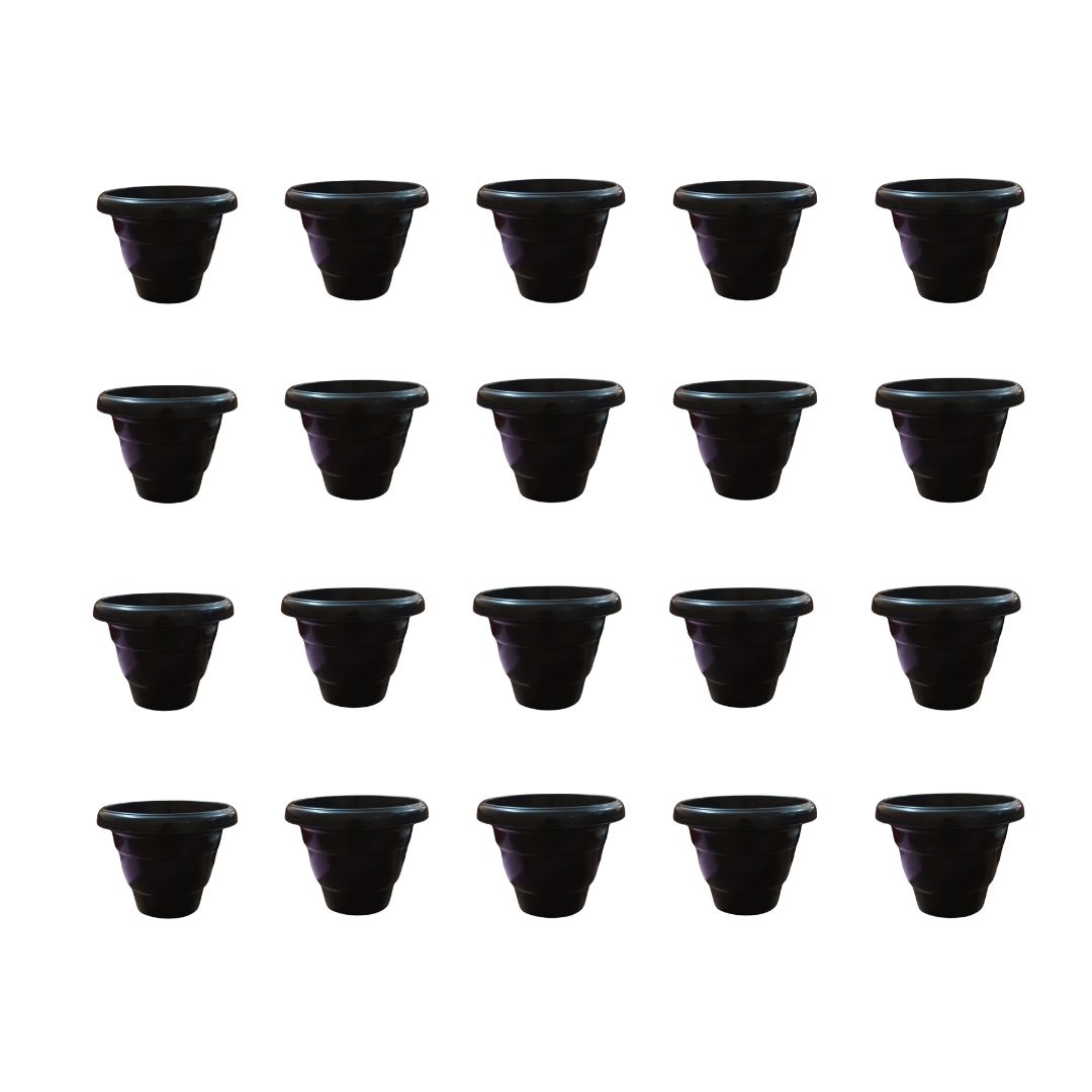 Set of 20 - 8 Inch Black Classy Plastic Pot