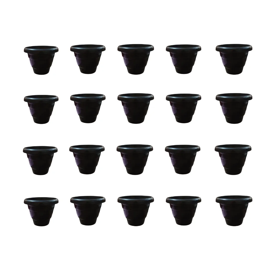 Set of 20 - 8 Inch Black Classy Plastic Pot