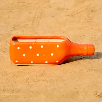 Buy 4 Inch Orange Bottle Polka Dot Ceramic Planter Online | Urvann.com