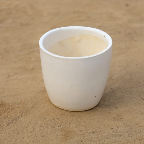 4 Inch Classy White Round Ceramic Pot