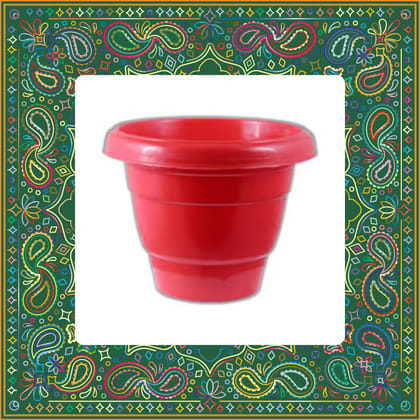 Free Gift - 8 Inch Terracotta Red Classy Plastic Pot - Flash Sale