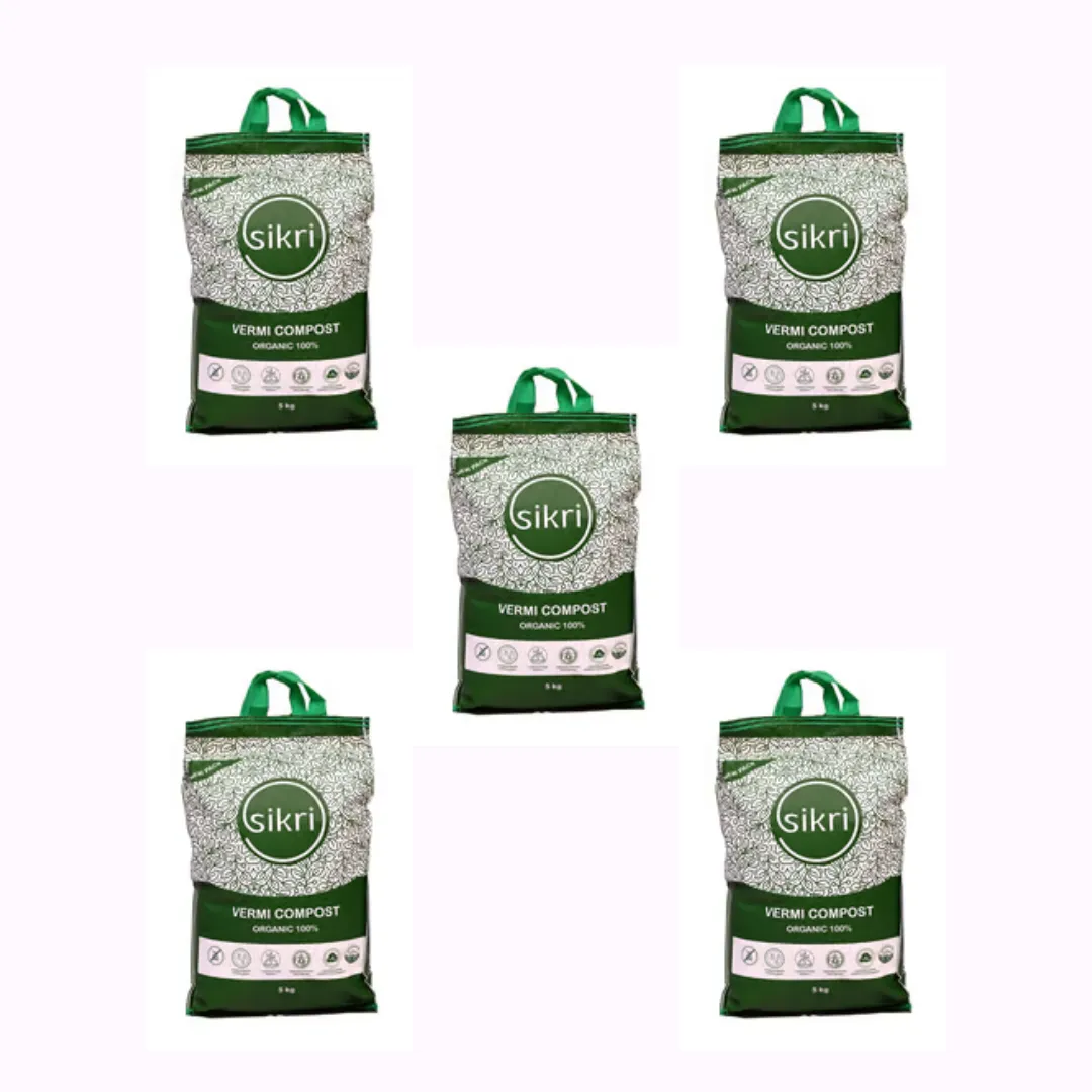 Set of 5 - 10 KG Sikri Organic Vermicompost for plants growth - 50 KG