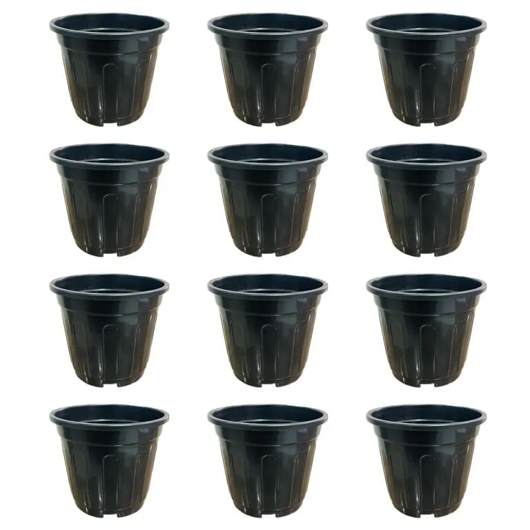 Set of 12 - 12 Inch Black Super Nursery Pot