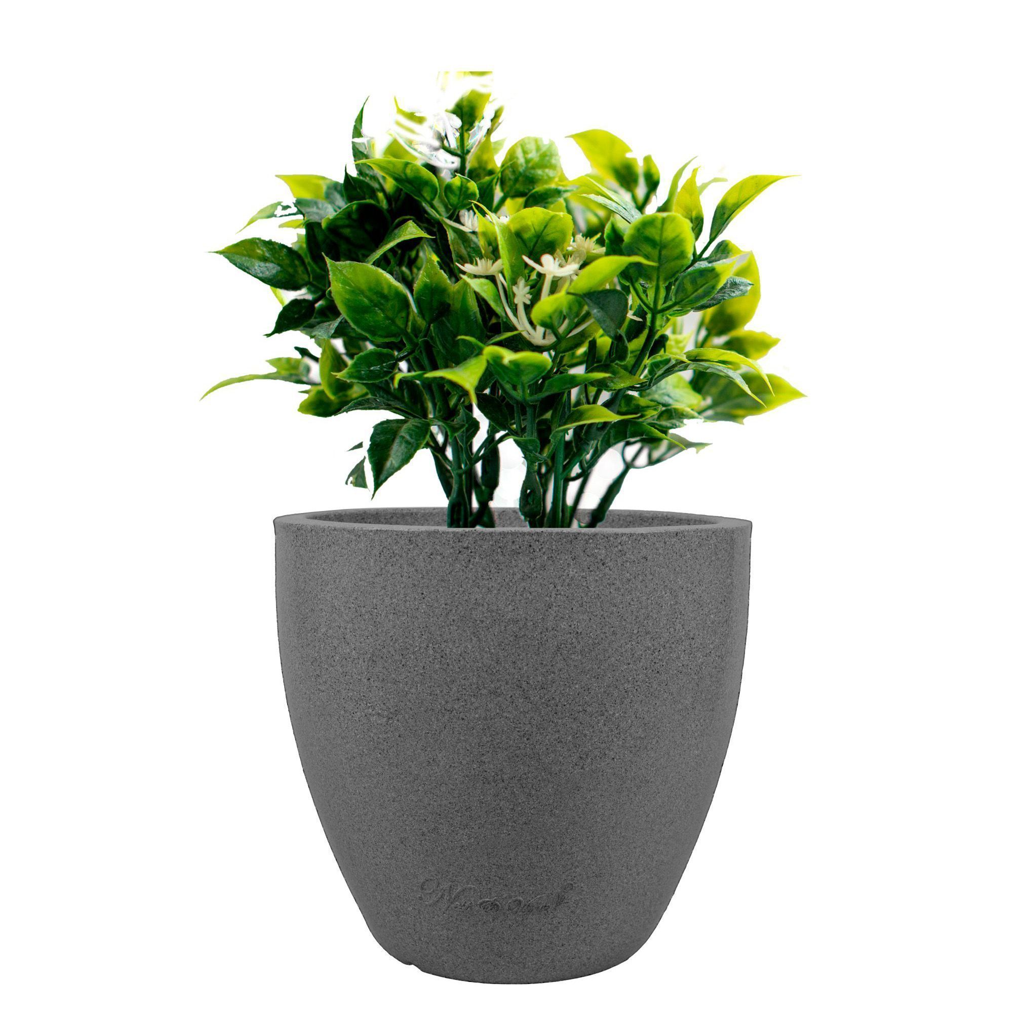 15 X 14 Inch Grey Premium Convessa Fiberglass Planter - Durable large size decoratiive fiber pot for indoor outdoor plants with 5 year warranty