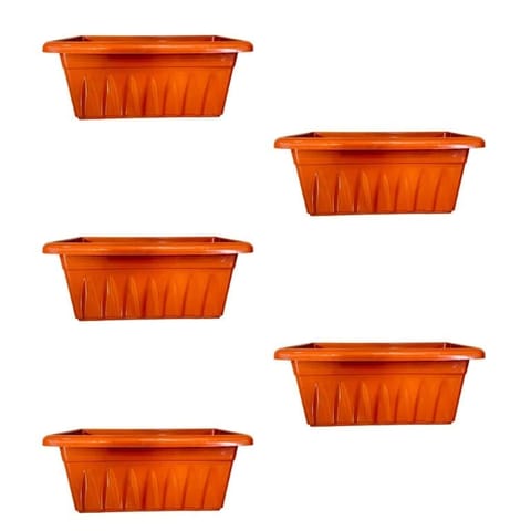 Set of 05 - 17 Inch Terracotta Red Premium Supreme Window Plastic Planter