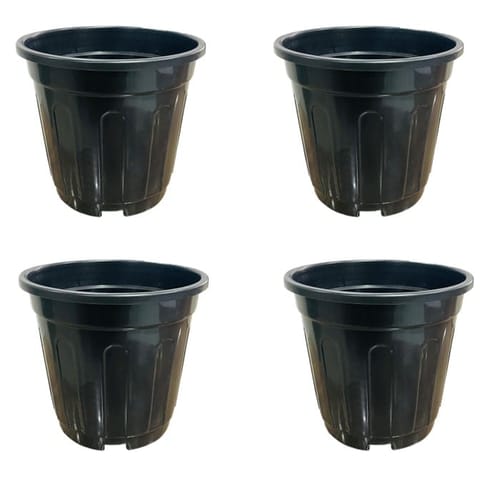 Set of 04 - 12 Inch Black Super Nursery Pot