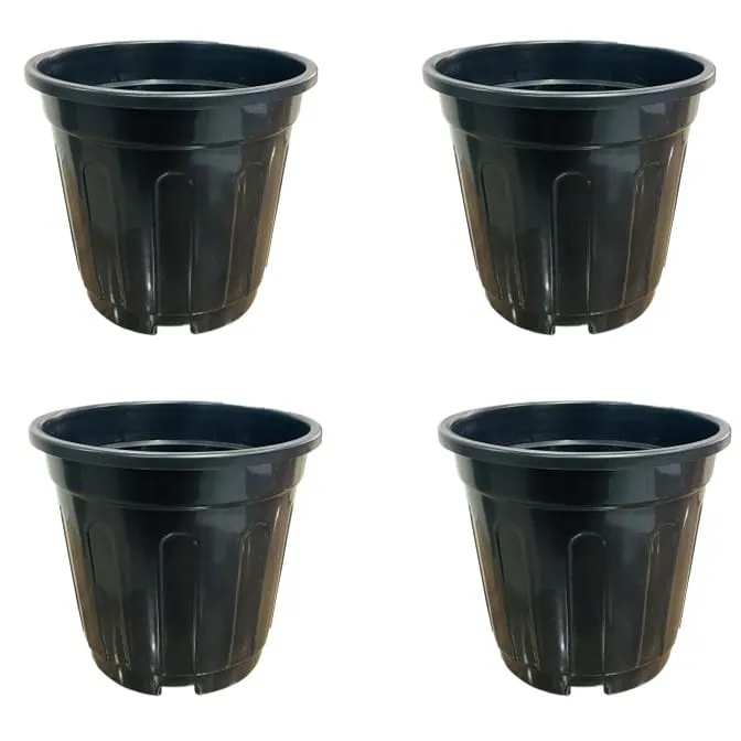 Set of 04 - 12 Inch Black Super Nursery Pot
